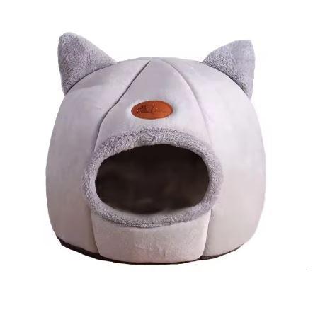 🐱 Cute Cat Ear Bed – Soft Plush Pet Cave