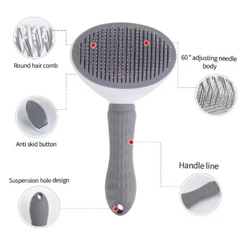 🧼 Pet Grooming Brush – Easy Self-Cleaning Deshedding Comb