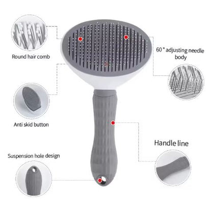 🧼 Pet Grooming Brush – Easy Self-Cleaning Deshedding Comb