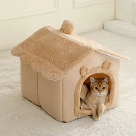 🏠 Cozy Cat House – Soft Plush Pet Hideaway